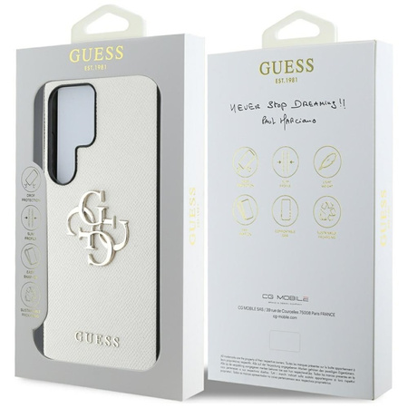 Guess Grained Big 4G Logo Small Classic Logo - Etui do Samsung Galaxy S25 Ultra (beżowy) (GUHCS25LPGT4MBE)