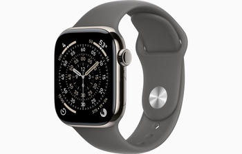 Apple Watch 11 46mm Koperta Tytan naturalny/Pasek szary S/M GPS Cellular (MFCW4MP/A)