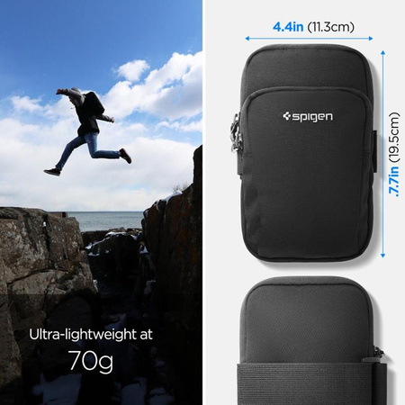 Spigen A702 Dynamic Shield Armband - Etui / Sportowa opaska na ramię na smartfon do 6.9" (Czarny) (AMP04617)