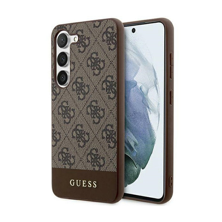 Guess 4G Bottom Stripe Metal Logo Collection - Etui Samsung Galaxy S24+ (brązowy) (GUHCS24MG4GLBR)