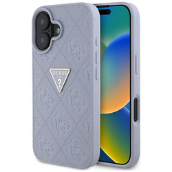 Guess Hot Stamp 4G Pattern Triangle Metal Logo - Etui do iPhone 16 (fioletowy) (GUHCP16SPGP4STRU)