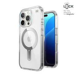 Speck Presidio Perfect-Clear ClickLock & MagSafe - Etui iPhone 16 Pro (Clear / Chrome Finish / Serene Silver) (150703-3199)