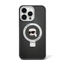 Karl Lagerfeld Ring Stand Karl Head MagSafe - Etui iPhone 15 Pro (czarny) (KLHMP15LHMRSKHK)