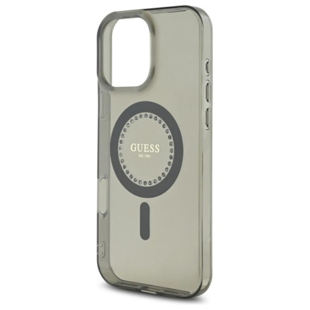 Guess IML Rhinestones MagSafe - Etui iPhone 16 Pro Max (czarny) (GUHMP16XPFTDTEK)
