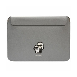 Karl Lagerfeld NFT Saffiano Karl & Choupette Sleeve - Etui na notebook 14" (Srebrny) (KLCS14SAKCPMG)