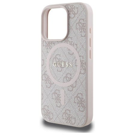 Guess 4G Ring Classic Logo MagSafe - Etui iPhone 16 Pro Max (różowy) (GUHMP16XG4GFRP)