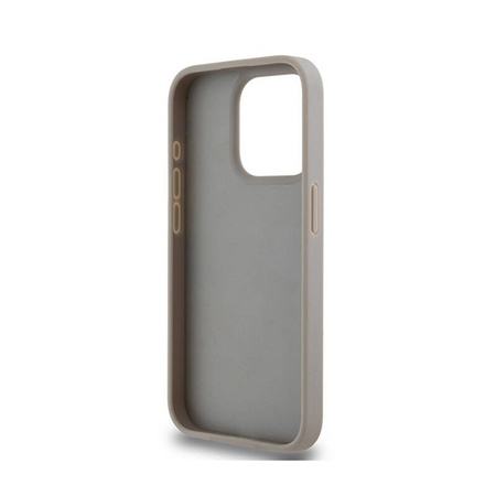 DKNY Leather Mono Stripe & Metal Logo - Etui iPhone 15 Pro Max (beżowy) (DKHCP15XPRTHSLE)