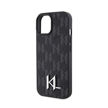 Karl Lagerfeld Leather Monogram Hot Stamp Metal Logo - Etui iPhone 15 (czarny) (KLHCP15SPKLPKLK)
