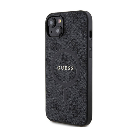 Guess 4G Collection Leather Metal Logo MagSafe - Etui iPhone 15 / 14 / 13 (czarny) (GUHMP15SG4GFRK)