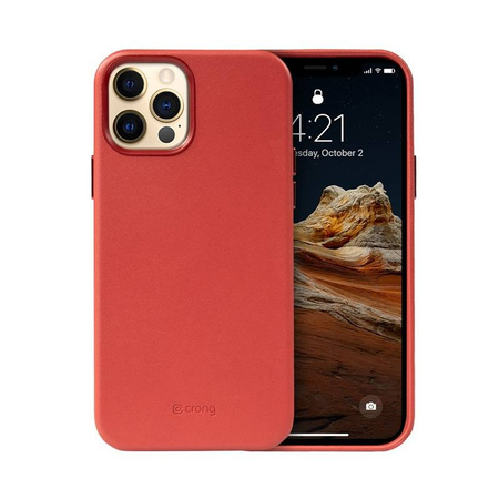 Crong Essential Cover - Etui ze skóry ekologicznej iPhone 12 Pro Max (czerwony) (CRG-ESS-IP1267-RED)