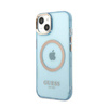 Guess Gold Outline Translucent MagSafe - Etui iPhone 13 (niebieski) (GUHMP13MHTCMB)