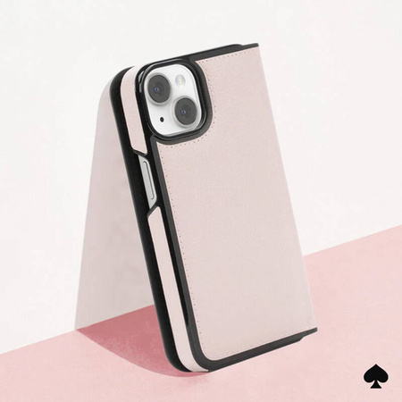Kate Spade New York Wrap Folio Case - Skórzane etui z klapką iPhone 15 (Pale Vellum) (KS052460)