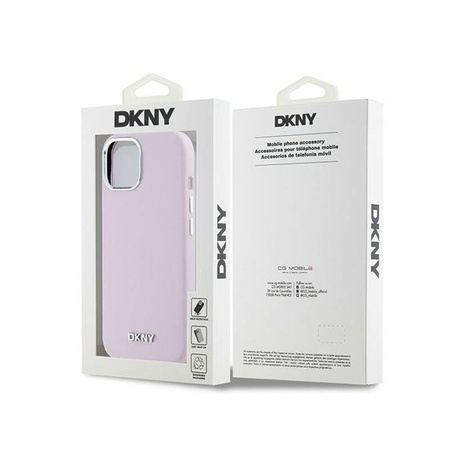DKNY Liquid Silicone Small Metal Logo MagSafe - Etui iPhone 15 / 14 / 13 (różowy) (DKHMP15SSMCHLP)