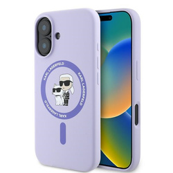 Karl Lagerfeld Silicone Karl & Choupette Ring MagSafe - Etui iPhone 16 Plus (fioletowy) (KLHMP16MSCMKCRHU)