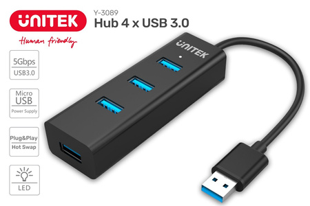Unitek hub 4x USB 3.0 retail (Y-3089)