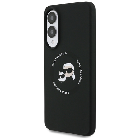 Karl Lagerfeld Silicone Double Heads And Circle MagSafe - Etui Samsung Galaxy S25 Edge (czarny) (KLHMS25ESKCHTCK)