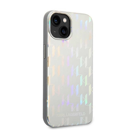 Karl Lagerfeld Monogram Iridescent - Etui iPhone 14 Plus (srebrny) (KLHCP14MLGMMSV3)