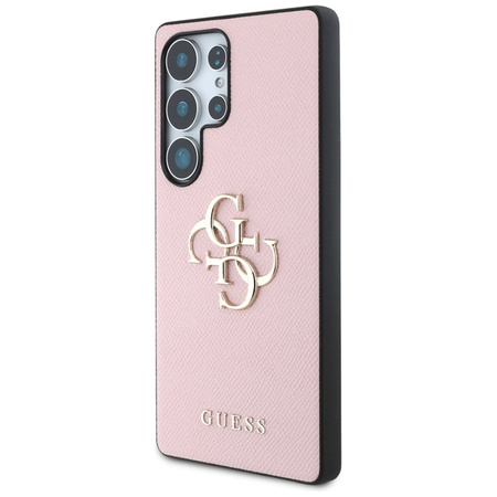 Guess Grained Big 4G Logo Small Classic Logo - Etui do Samsung Galaxy S25 Ultra (różowy) (GUHCS25LPGT4MBP)
