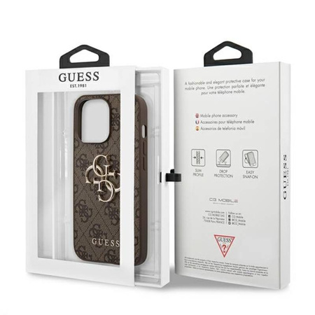 Guess 4G Big Metal Logo - Etui iPhone 13 Pro Max (brązowy) (GUHCP13X4GMGBR)