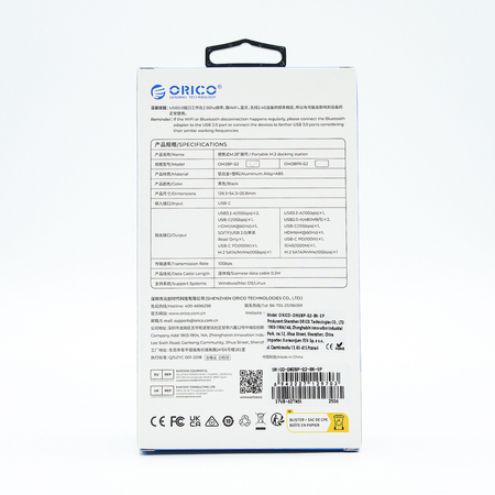Orico Stacja dokująca USB-C z obudową na dysk M.2, 10 Gbps, HDMI 4K 60Hz (OM28P-G2-BK-EP)