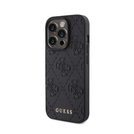 Guess Leather 4G Stamped - Etui iPhone 15 Pro (czarny) (GUHCP15LP4EPMK)