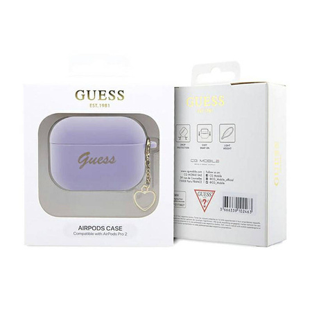 Guess Silicone Heart Charm - Etui AirPods Pro 2 (fioletowy) (GUAP2LSCHSU)
