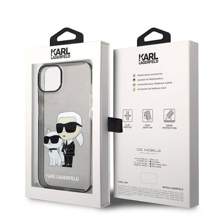 Karl Lagerfeld IML Glitter NFT Karl & Choupette - Etui iPhone 14 Plus (czarny) (KLHCP14MHNKCTGK)