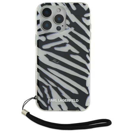 Karl Lagerfeld IML Zebra Pattern & Cord - Etui iPhone 16 Pro Max (czarny) (KLHCP16XHZBPKCCK)