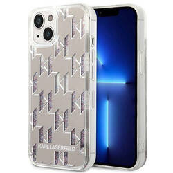 Karl Lagerfeld Monogram Liquid Glitter - Etui iPhone 14 (srebrny) (KLHCP14SLMNMS)