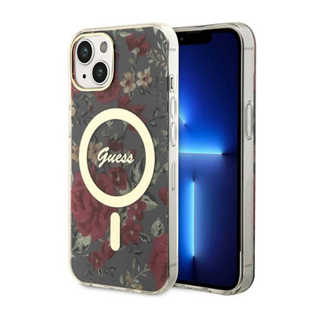 Guess Flower MagSafe - Etui iPhone 14 Plus (Zielony) (GUHMP14MHCFWSA)