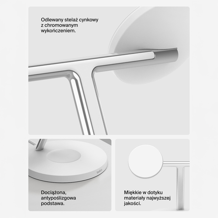 Belkin Stacja do ładowania bezprzewodowego na iPhone, Apple Watch, AirPods, Qi2 15W, biała (WIZ032KQWH)