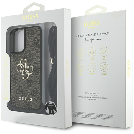 Guess 4G Big Logo Cord Strap Crossbody - Etui do iPhone 16 Plus (brązowy) (GUHCP16MP4GMGCRW)
