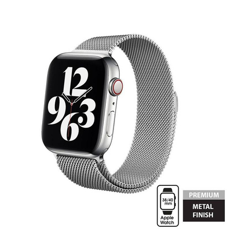 Crong Milano Steel - Pasek ze stali nierdzewnej do Apple Watch 38/40/41/42 mm (srebrny) (CRG-40MST-SLV)