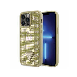 Guess Rhinestone Triangle - Etui iPhone 14 Pro Max (złoty) (GUHCP14XHDGTPD)