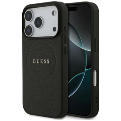 Guess Grained Ring MagSafe - Etui iPhone 17 Pro (czarny) (GUHMP17LPGHSMMK)