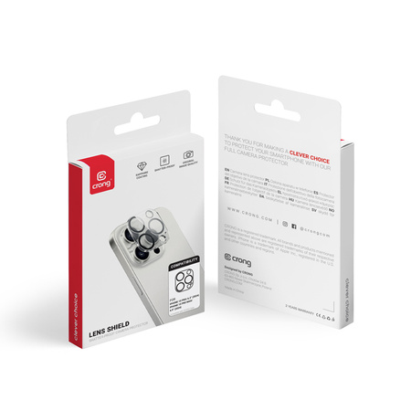 Crong Lens Shield - Szkło na aparat i obiektyw iPhone 16 Pro / iPhone 16 Pro Max / iPhone 15 Pro / iPhone 15 Pro Max (CRGLSIP16P)
