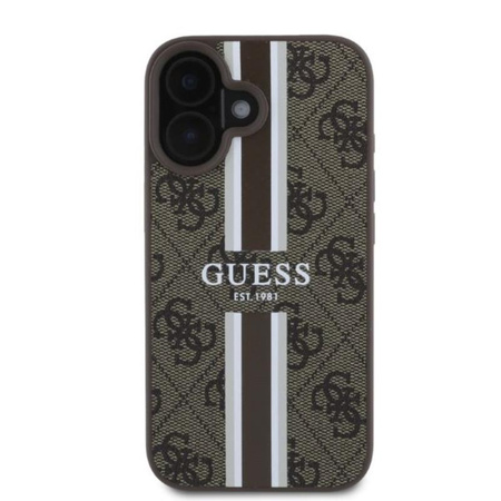 Guess 4G Printed Stripes MagSafe - Etui iPhone 16 (brązowy) (GUHMP16SP4RPSW)
