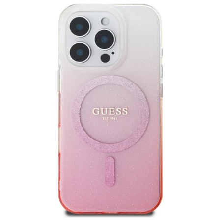 Guess IML Glitter Gradient MagSafe - Etui iPhone 16 Pro Max (różowy) (GUHMP16XHGRCELP)