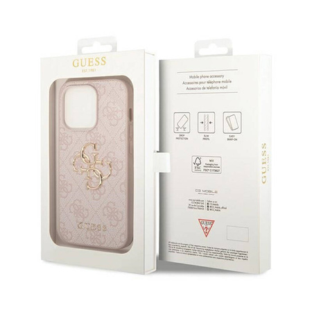 Guess 4G Big Metal Logo - Etui iPhone 15 Pro Max (różowy) (GUHCP15X4GMGPI)
