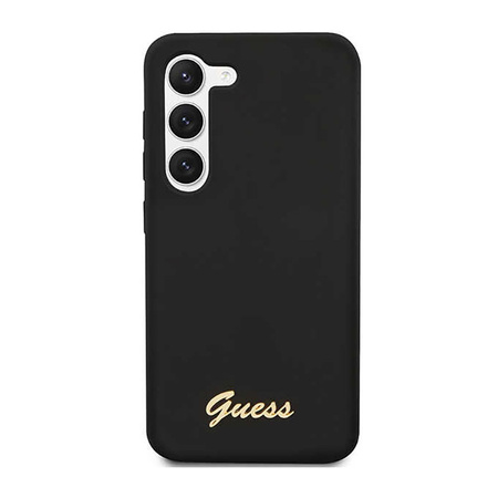 Guess Silicone Script Metal Logo - Etui Samsung Galaxy S23+ (czarny) (GUHCS23MSLSMK)