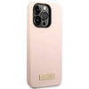 Guess Silicone Logo Plate MagSafe - Etui iPhone 14 Pro Max (różowy) (GUHMP14XSBPLP)