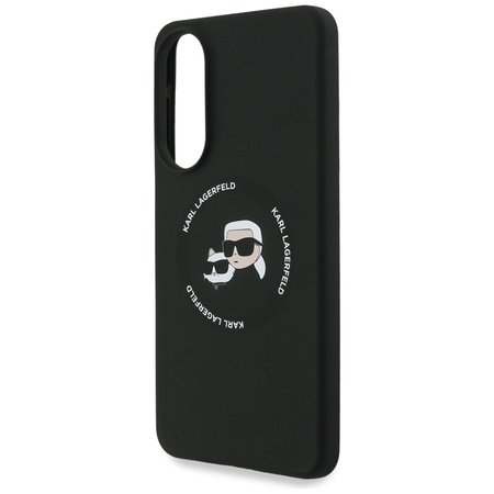 Karl Lagerfeld Silicone Double Heads And Circle MagSafe - Etui Samsung Galaxy S25 Edge (czarny) (KLHMS25ESKCHTCK)