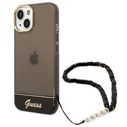 Guess Translucent Pearl Strap - Etui iPhone 14 Plus (czarny) (GUHCP14MHGCOHK)