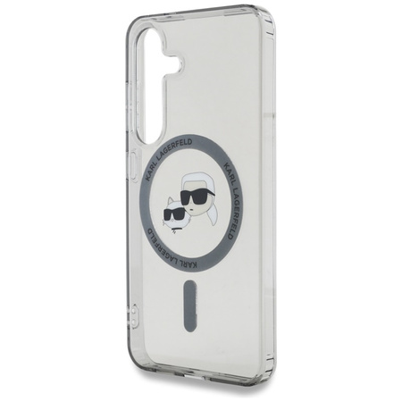 Karl Lagerfeld Button Karl & Choupette Heads Printed Logo MagSafe - Etui Samsung Galaxy S25+ (czarny) (KLHMS25MHLSKCK)