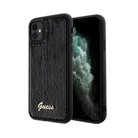 Guess Sequin Script Metal - Etui iPhone 11 (czarny) (GUHCN61PSFDGSK)