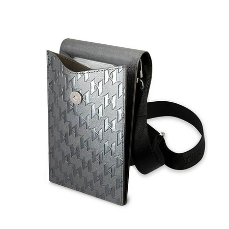 Karl Lagerfeld Monogram Ikonik Patch Wallet Phone Bag - Torba na smartfona i akcesoria (srebrny) (KLWBSAMIPG)