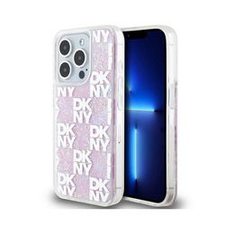 DKNY Liquid Glitter Multilogo - Etui iPhone 15 Pro (różowy) (DKHCP15LLCPEPP)