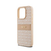 DKNY Leather Mono Stripe & Metal Logo - Etui iPhone 15 Pro (różowy) (DKHCP15LPRTHSLP)