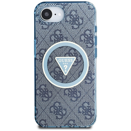 Guess IML Metal Glitter 4G Circle Triangle MagSafe - Etui do iPhone 16e (niebieski) (GUHMPSE4HG4PRTGB)