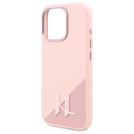 Karl Lagerfeld Silicone Shadow Metal Initial MagSafe - Etui iPhone 16 Pro (różowy) (KLHMP16LSCMKMPCP)